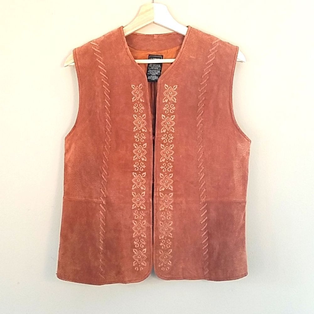 Suede Leather vest with embroidery